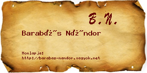 Barabás Nándor névjegykártya